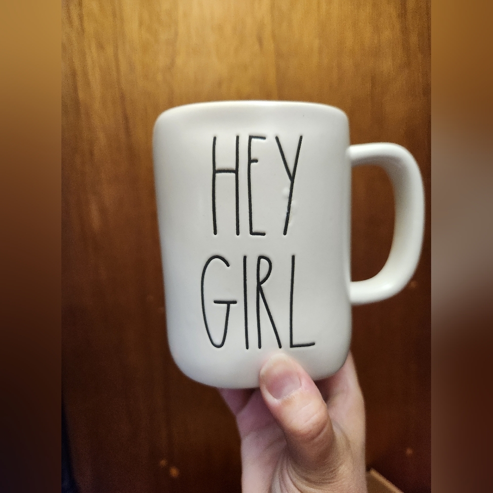 Rae Dunn Hey Girl Mug New White Pink